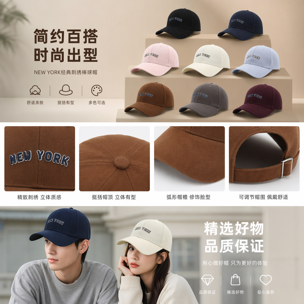 Multi-color NEW YORK embroidered baseball cap, a trendy and versatile casual cap for both men and women pic 1