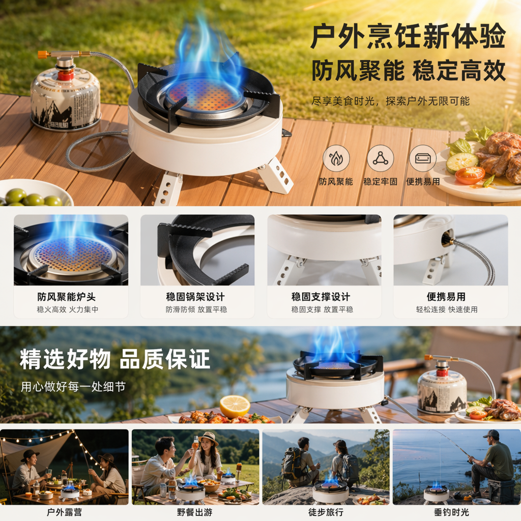 The white portable infrared energy concentrating stove with a blue flame and a high-efficiency wooden desktop is suitable pic 1