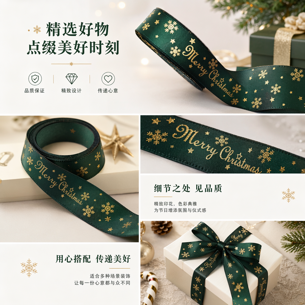 Christmas decoration, gilded Christmas ribbon, gift packaging, polyester webbing, gold and silver onion ribbons pic 1