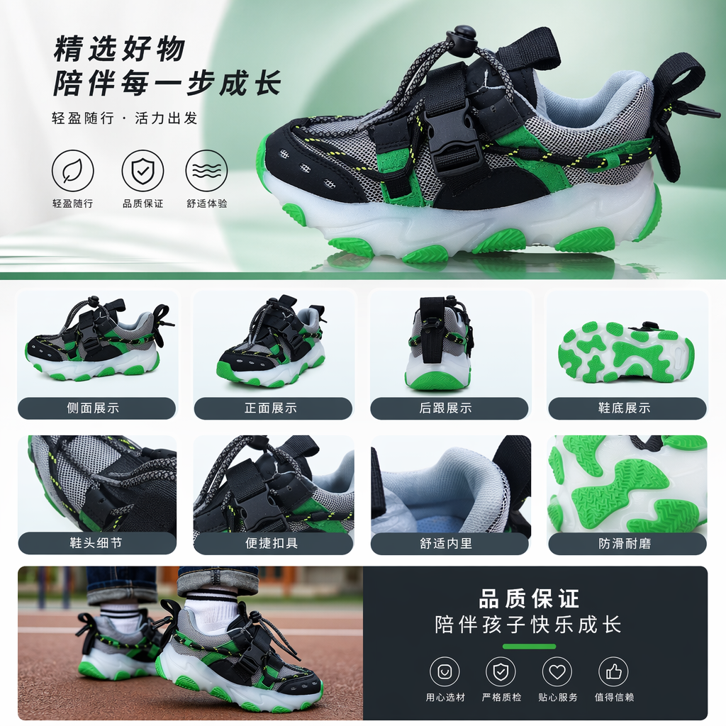 儿童运动鞋男童春季白色韩版时尚童鞋夏季详情1