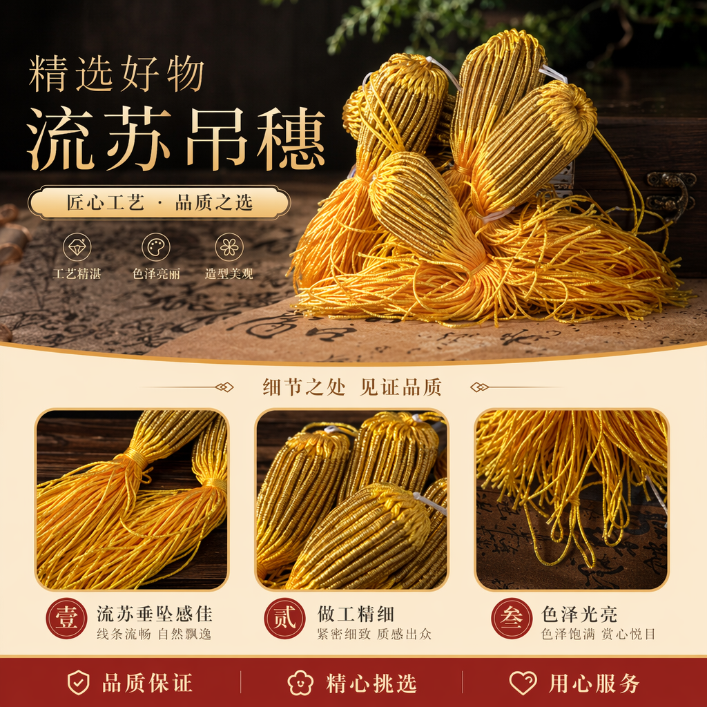 金色流苏绳72号带金拉环详情1
