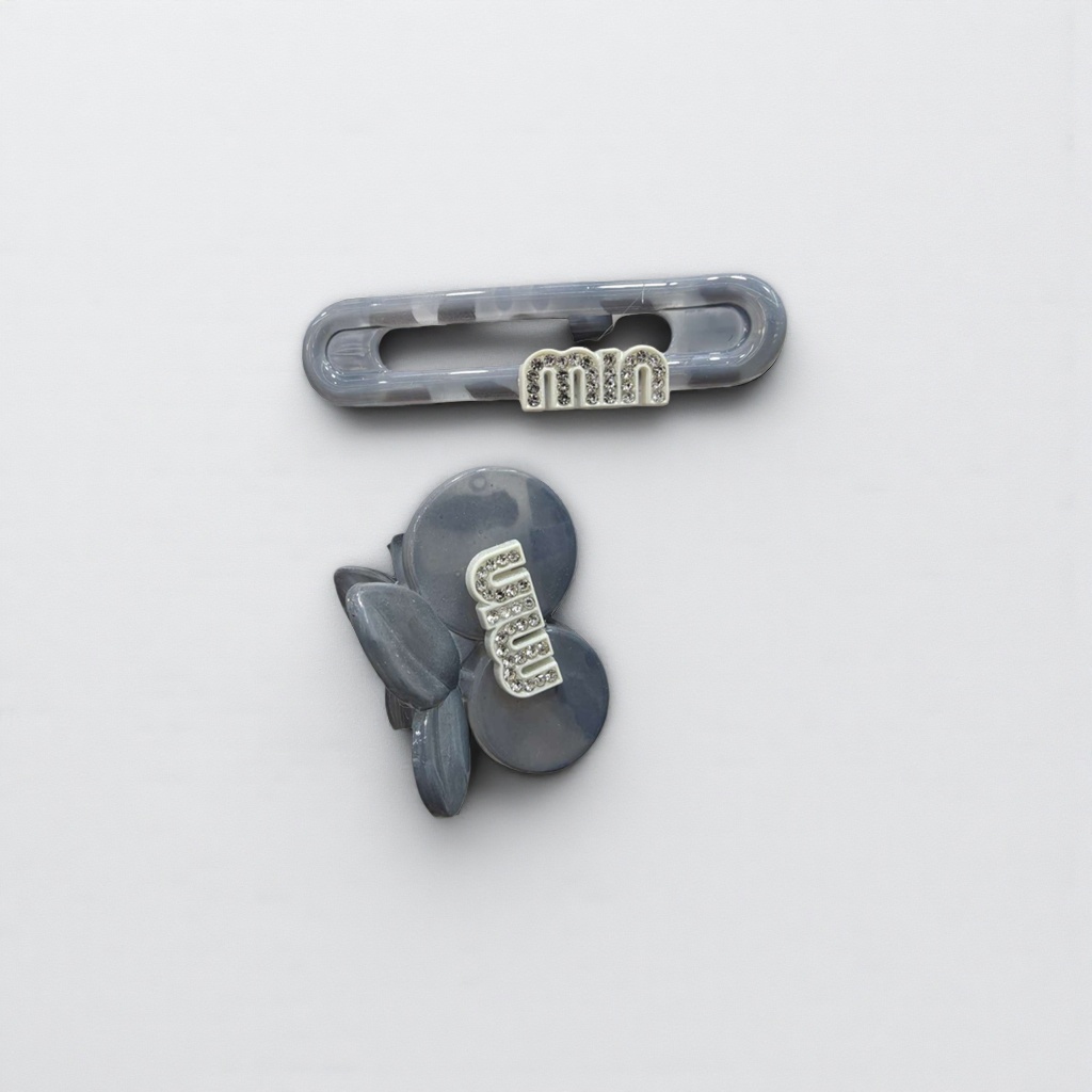 灰色金属发夹 轻盈防滑 头发整理神器 日常通勤百搭