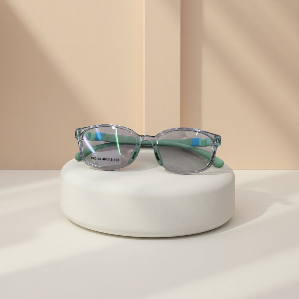 Transparent frame, green temple, fashionable glasses, light, comfortable and anti-slip nose pads details Picture
