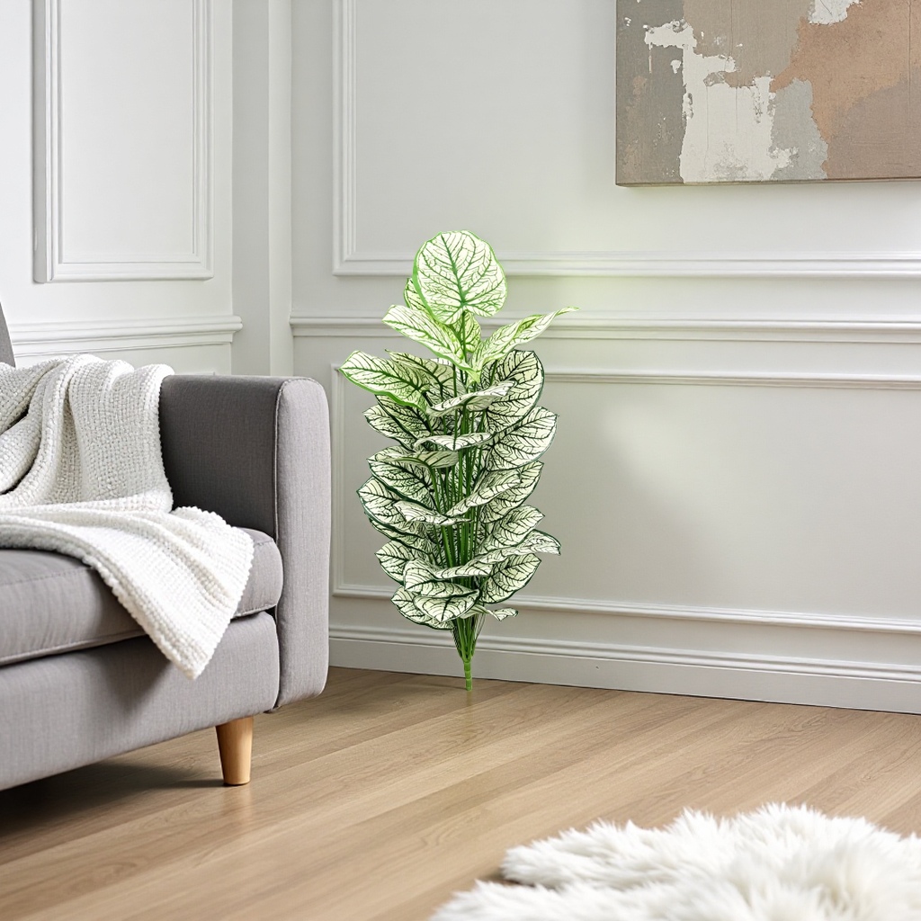 A 36-leaf green plant with green and white interlaced leaf patterns and simulated decorative flower arrangement materials Specification image