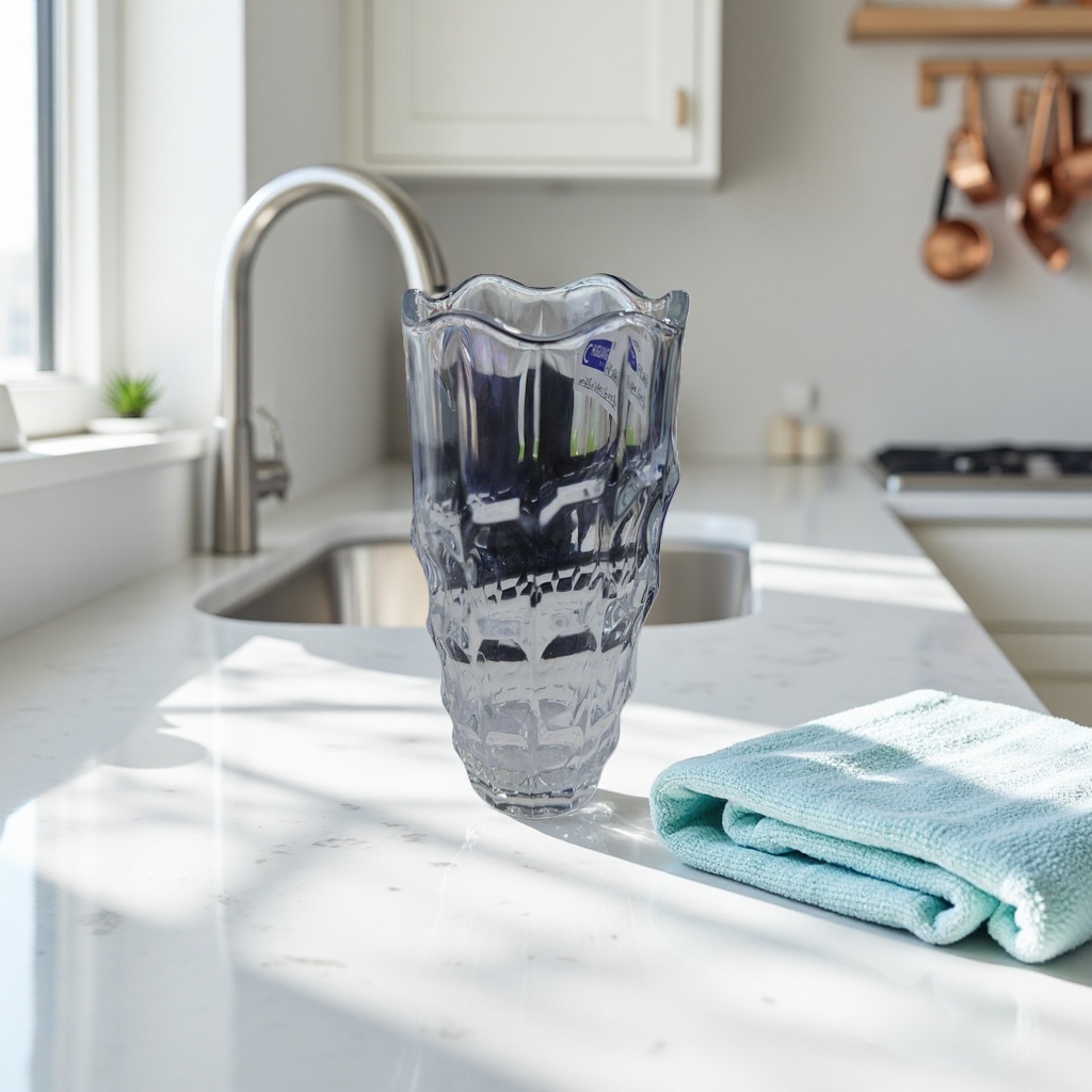Transparent wave-mouth glass vase for living room flower arrangement decoration, high borosilicate heat-resistant Specification image