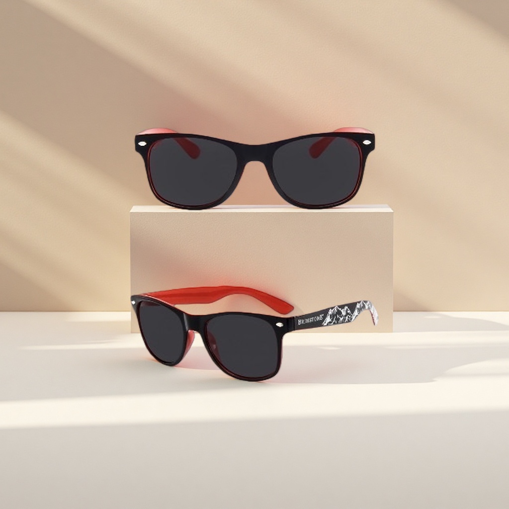 Marco negro gafas de sol rojo patas moda versátil polarizado gafas de sol unisex details Picture