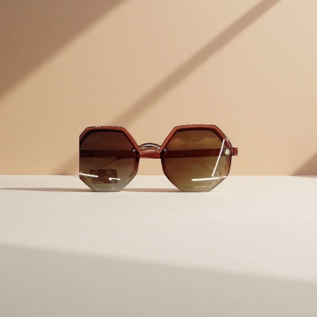 Brown hexagonal sunglasses, fashionable UV-resistant polarized sunglasses, suitable for both men and women Application Scenario
