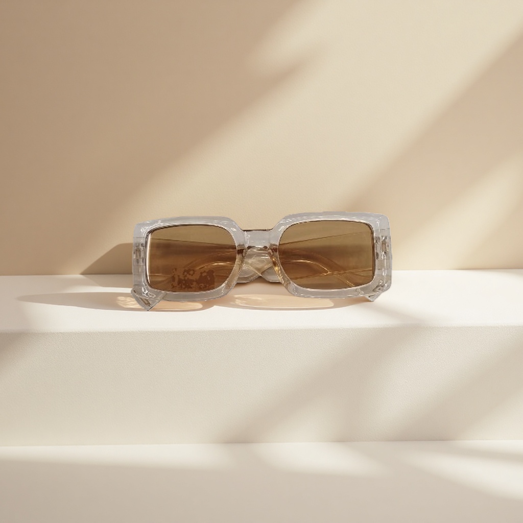 Transparent frame brown lens sunglasses, fashionable UV-resistant polarized sunglasses Specification image
