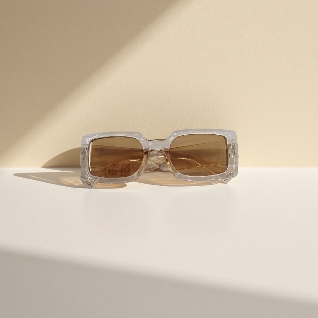 Transparent frame brown lens sunglasses, fashionable UV-resistant polarized sunglasses details Picture