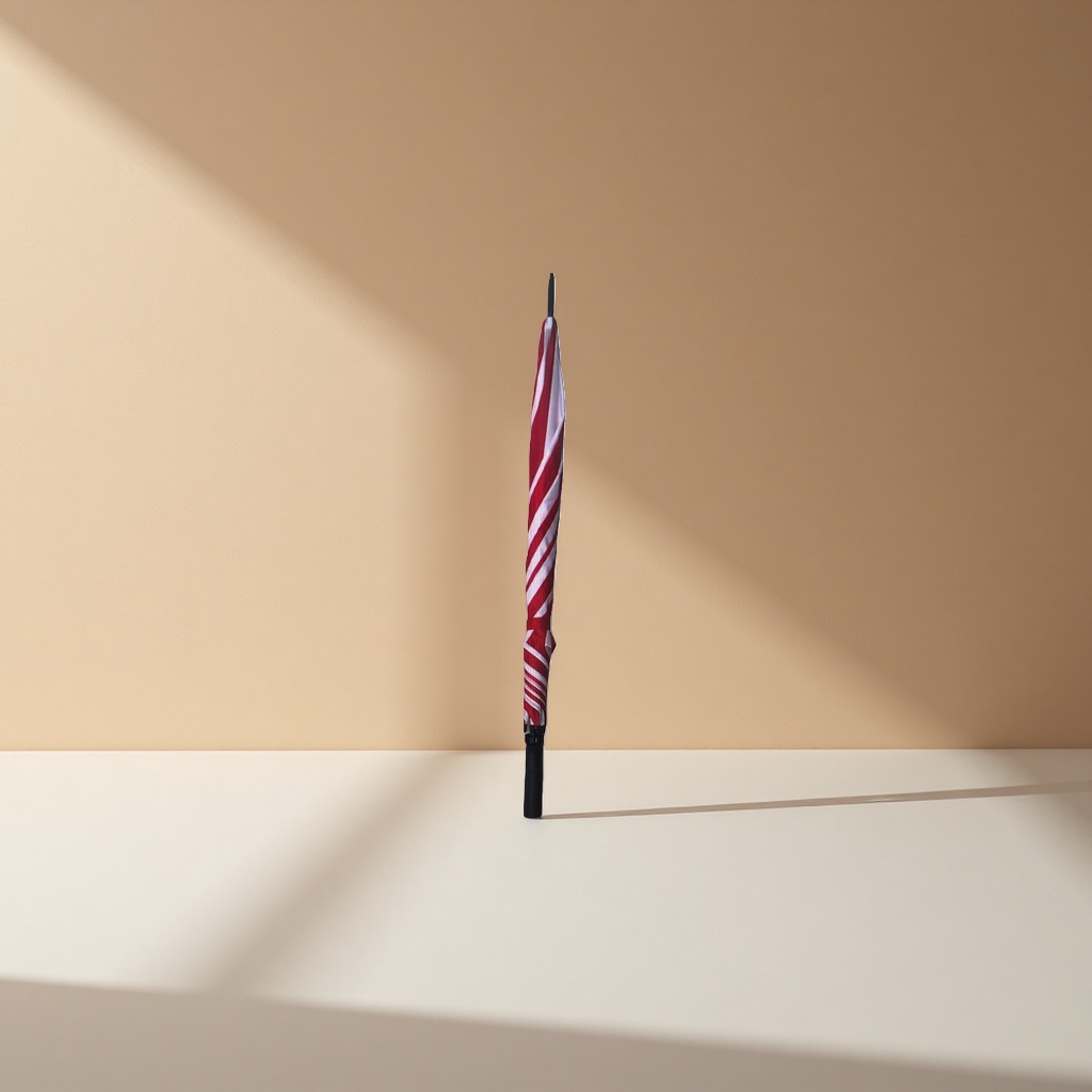 The red and white striped folding umbrella is waterproof, sun-proof, portable and suitable for both women and men details Picture