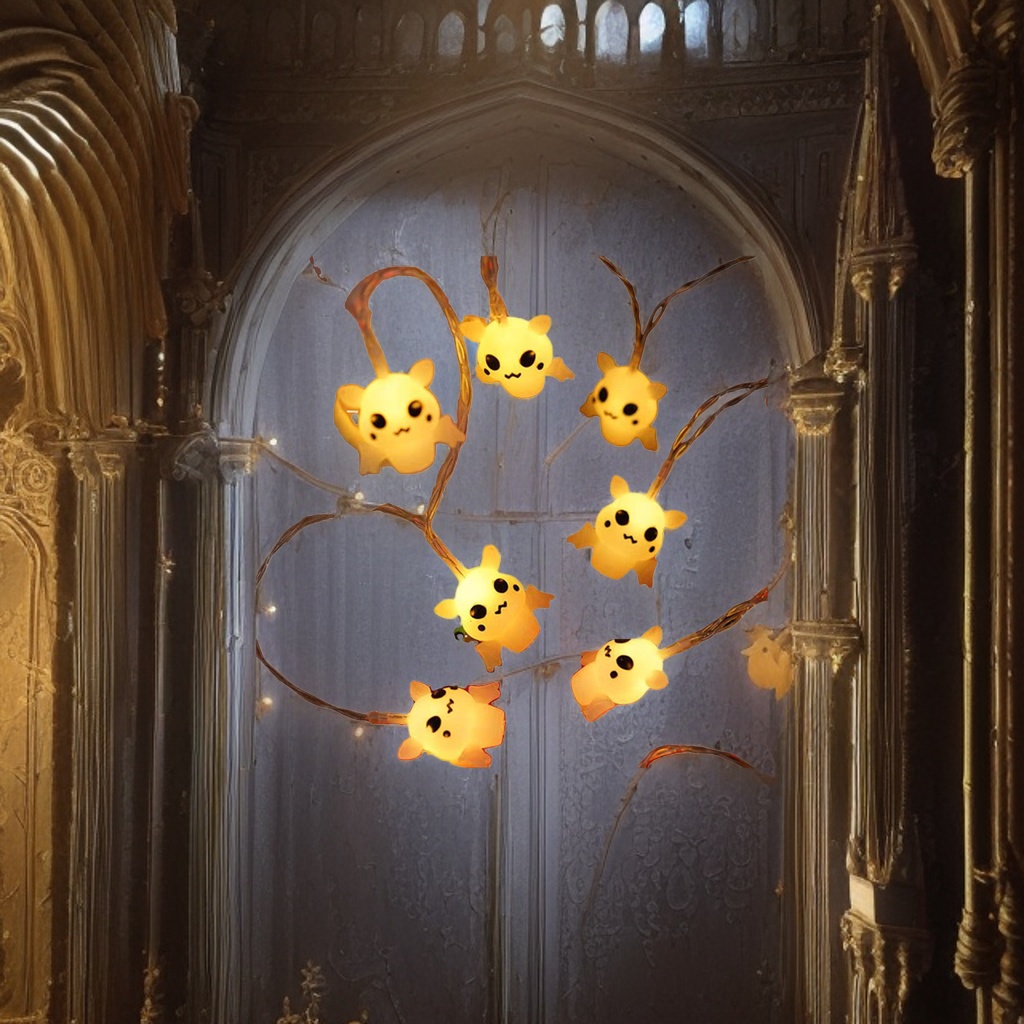 Luminous ghost-shaped light string, festival decoration atmosphere light, party home night light details Picture