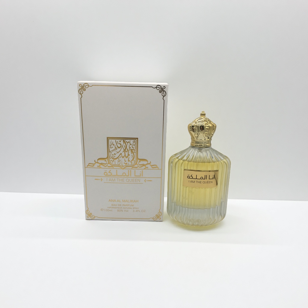 Ana Al Malikah I Am The Queen perfume caja de regalo blanca cuerpo corona dorada Specification image