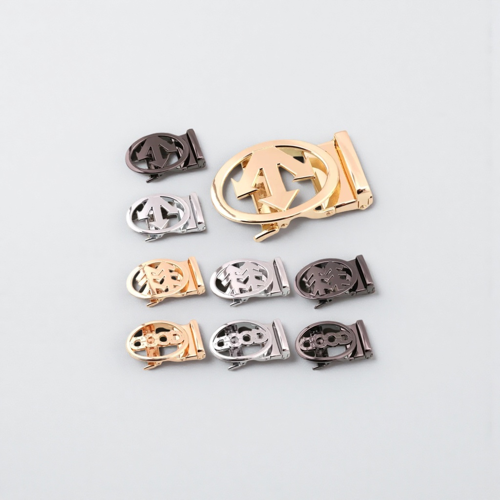 Fashionable belt accessory with golden oval double arrow metal belt buckle details Picture