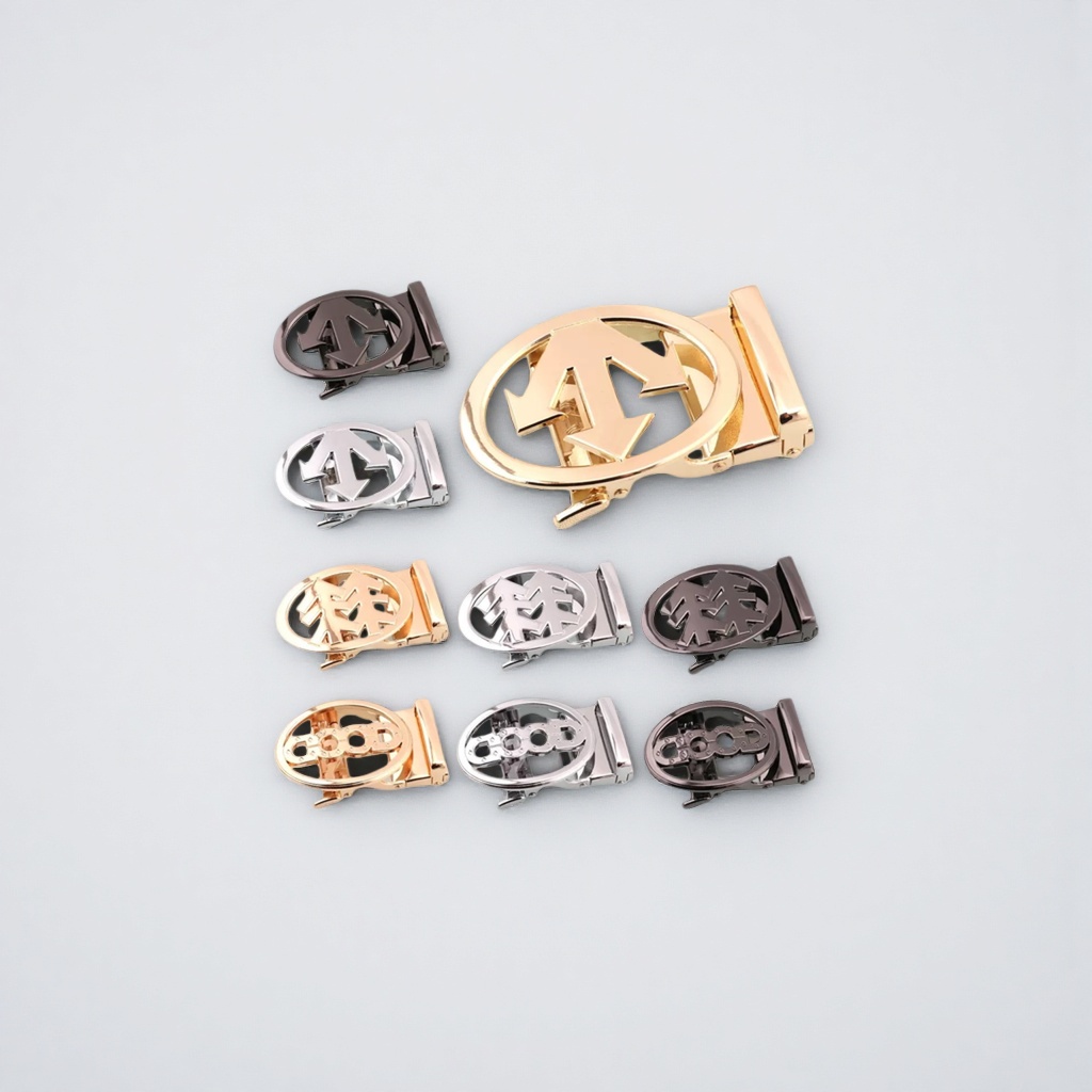Fashionable belt accessory with golden oval double arrow metal belt buckle Specification image