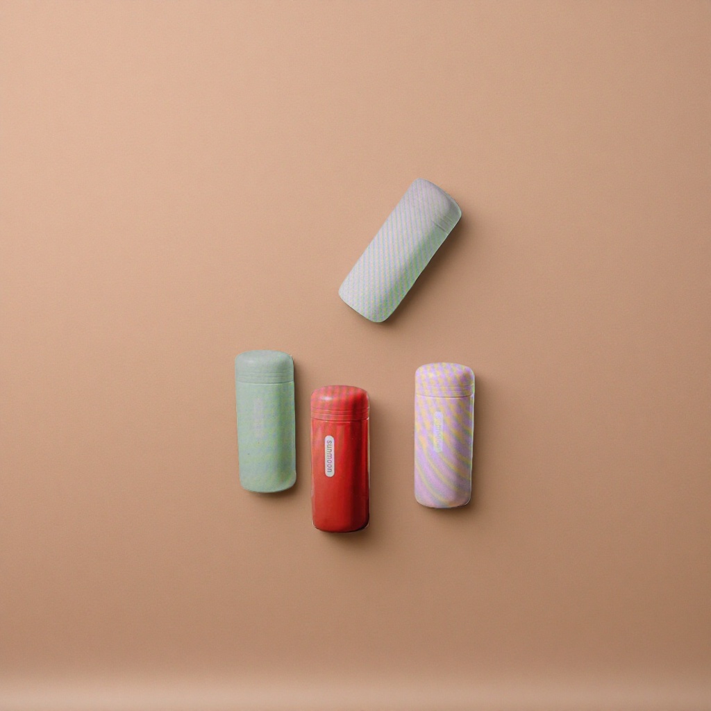 sunmoon colored thermos cup: red, light green, pink and purple, cylindrical 180ml, white stand style details Picture