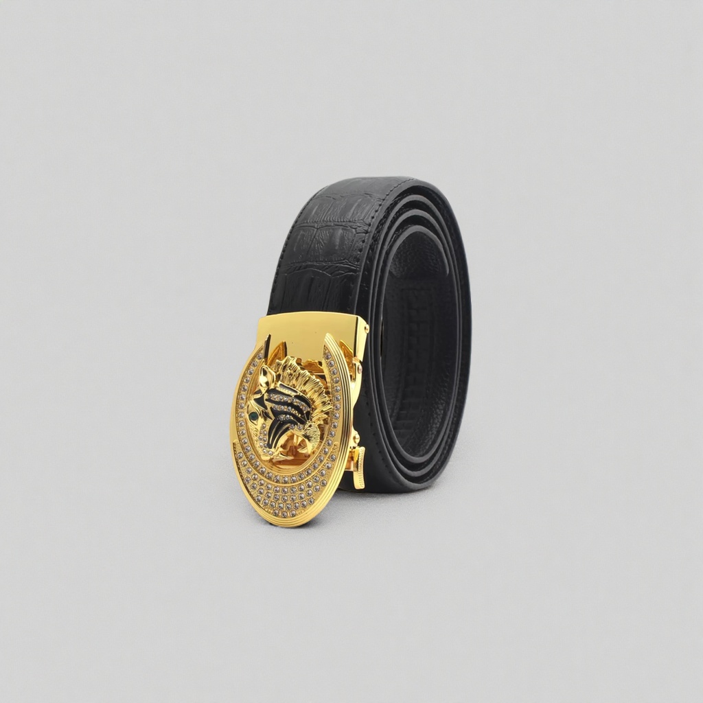 Cinturón negro estampado cocodrilo oro tigre con diamantes hebilla automática para hombre business casual cinturón Application Scenario