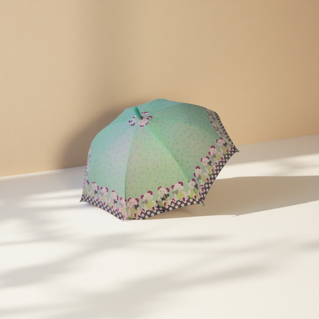 绿色卡通熊图案晴雨两用伞