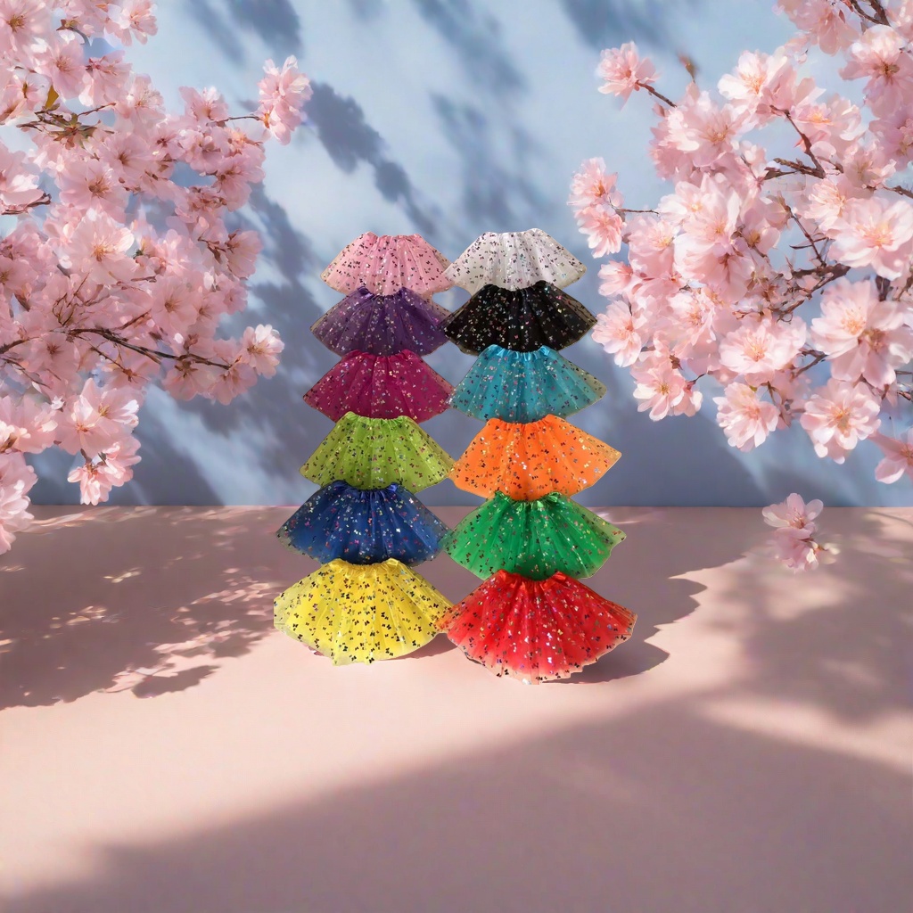 Colorful sequined bow puffy dress for girls, a sweet summer dress Specification image