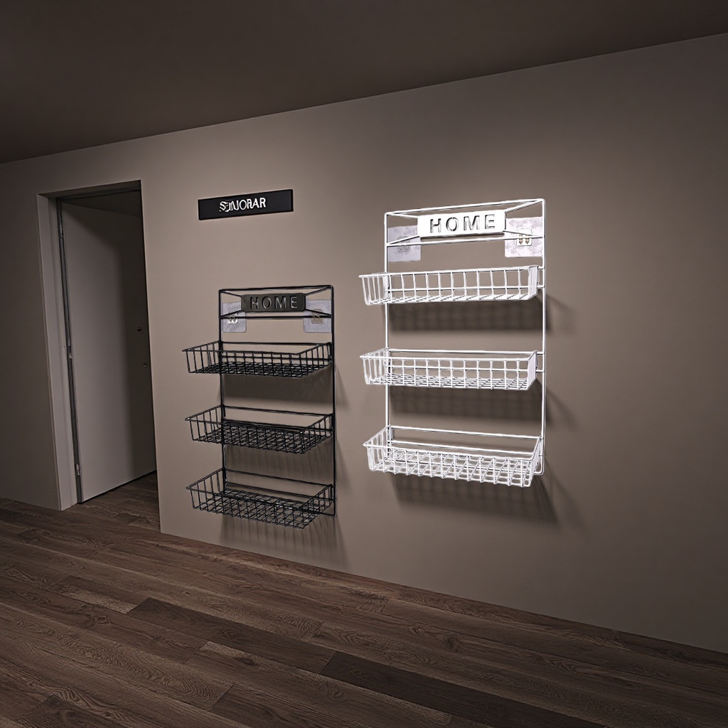 Blanco y negro bicolor rack rack de almacenamiento multinivel dormitorio baño cocina universal sin perforación Specification image
