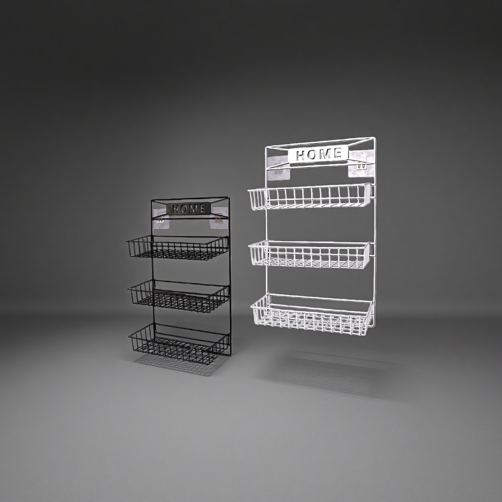 Blanco y negro bicolor rack rack de almacenamiento multinivel dormitorio baño cocina universal sin perforación details Picture