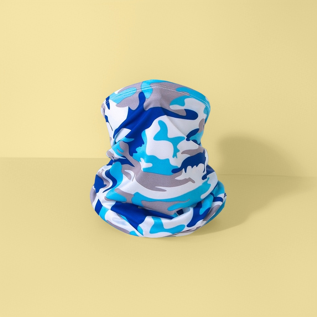 Blue, white and grey camouflage neck scarf for both men and women, warm, windproof and neck-protecting knitted neck scarf