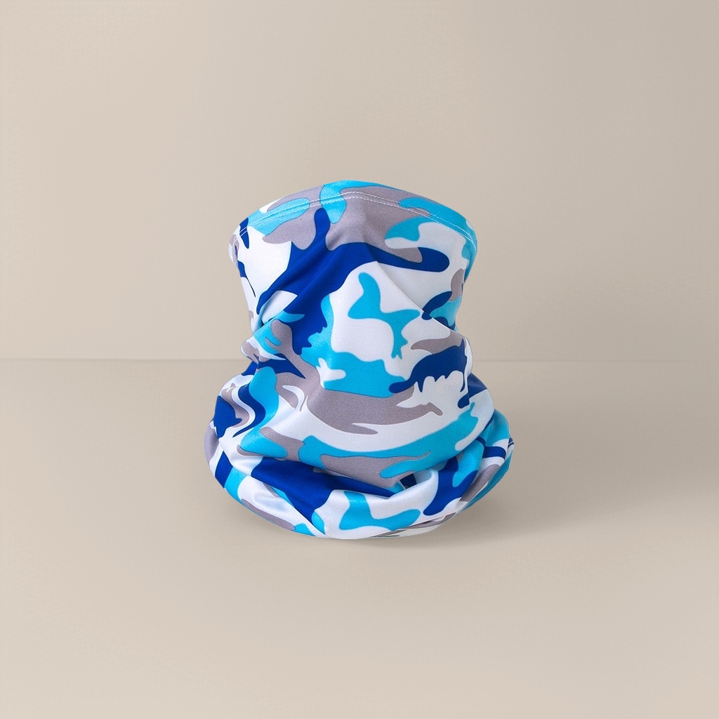 Blue, white and grey camouflage neck scarf for both men and women, warm, windproof and neck-protecting knitted neck scarf Specification image