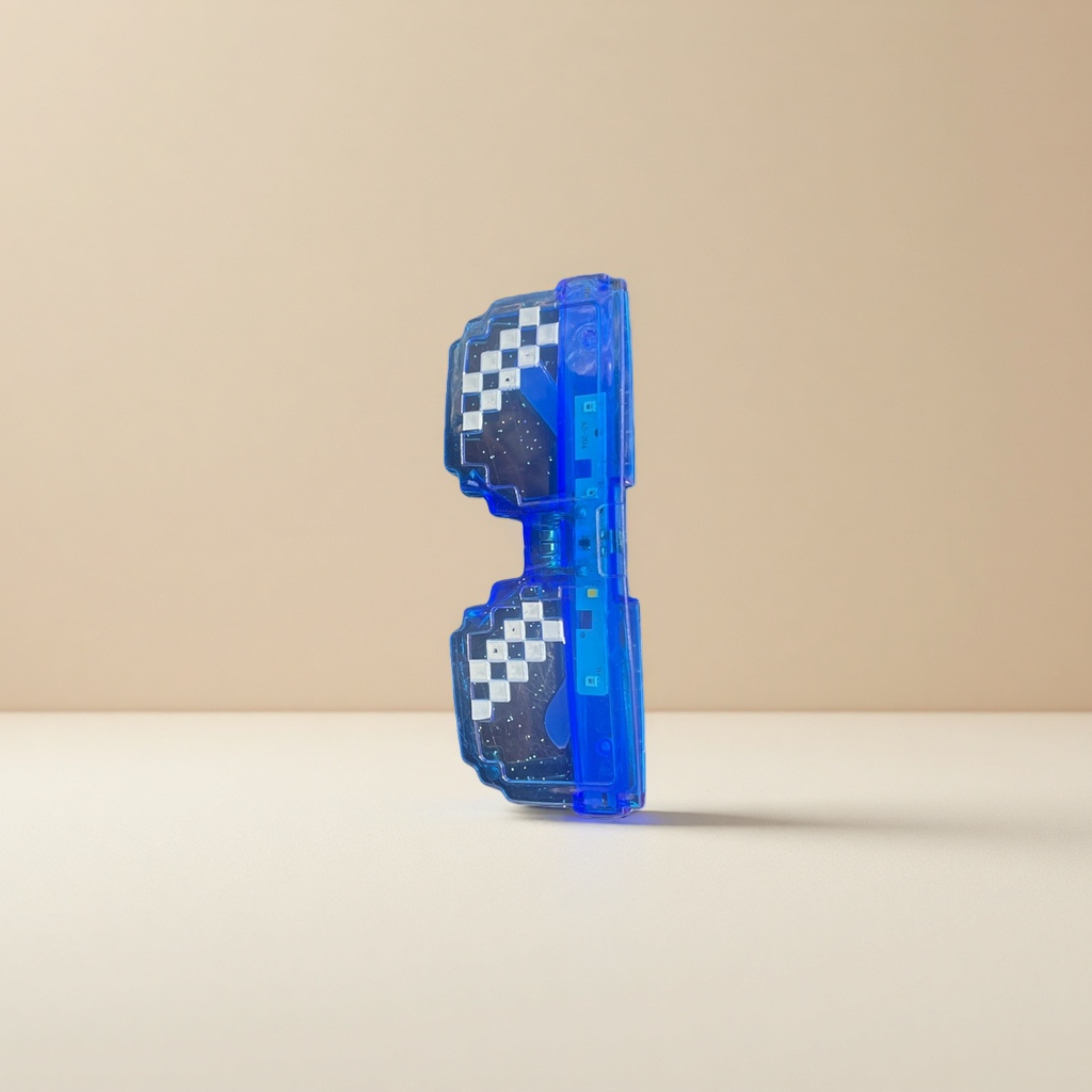 Blue pixel-style glasses, a unique, trendy and retro game and anime peripheral