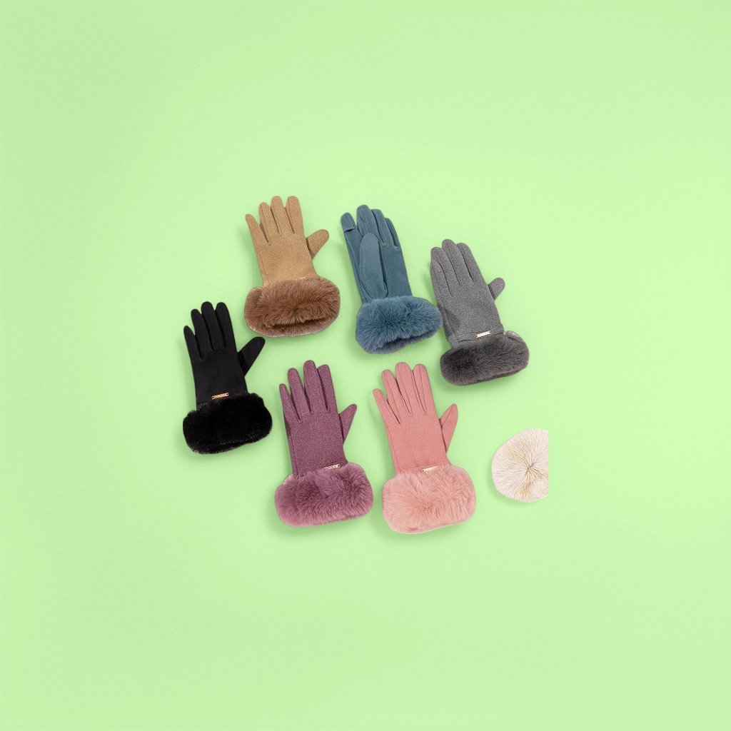 Guantes de peluche colorido para mujeres otoño-invierno cálido engrosado antideslizante puntas de dedos estilo de pantalla táctil