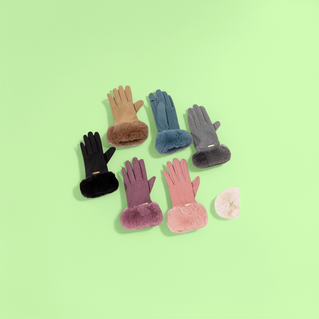 Guantes de peluche colorido para mujeres otoño-invierno cálido engrosado antideslizante puntas de dedos estilo de pantalla táctil Specification image