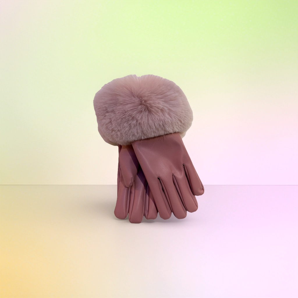 Rosa guantes de peluche para las mujeres otoño-invierno mantener caliente y engrosar protección contra el frío manos con pantalla táctil