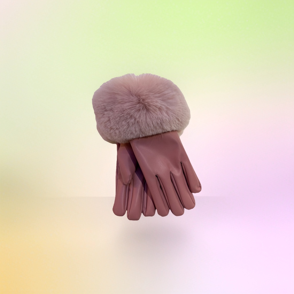 Rosa guantes de peluche para las mujeres otoño-invierno mantener caliente y engrosar protección contra el frío manos con pantalla táctil Specification image