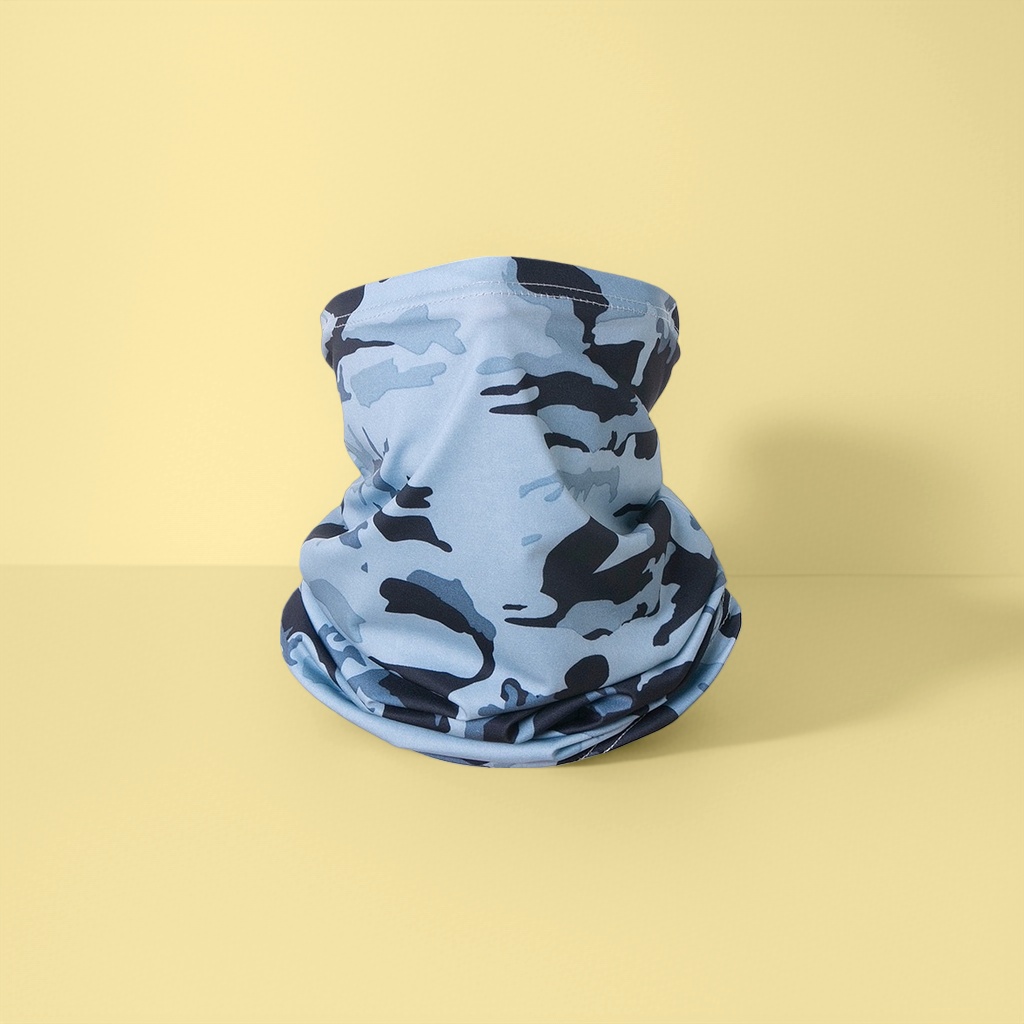 Blue and black camouflage knitted warm neck scarf for both men and women, suitable for outdoor sports and windproof neck protection