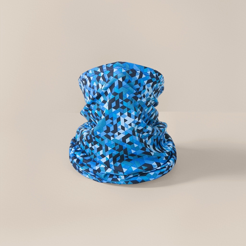 The blue geometric pattern warm neck strap is a fashionable and versatile autumn and winter scarf Specification image
