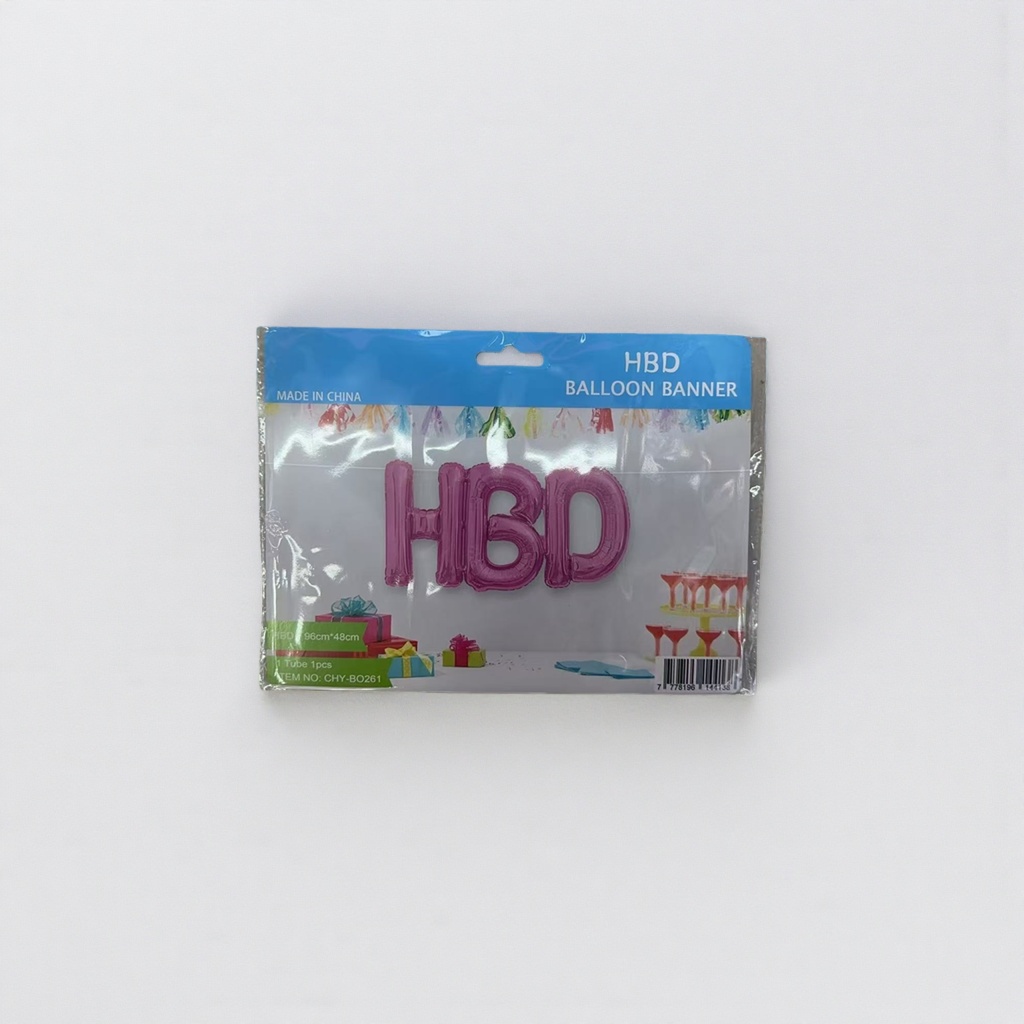 粉色HBD气球横幅 生日派对装饰用品 庆祝氛围布置