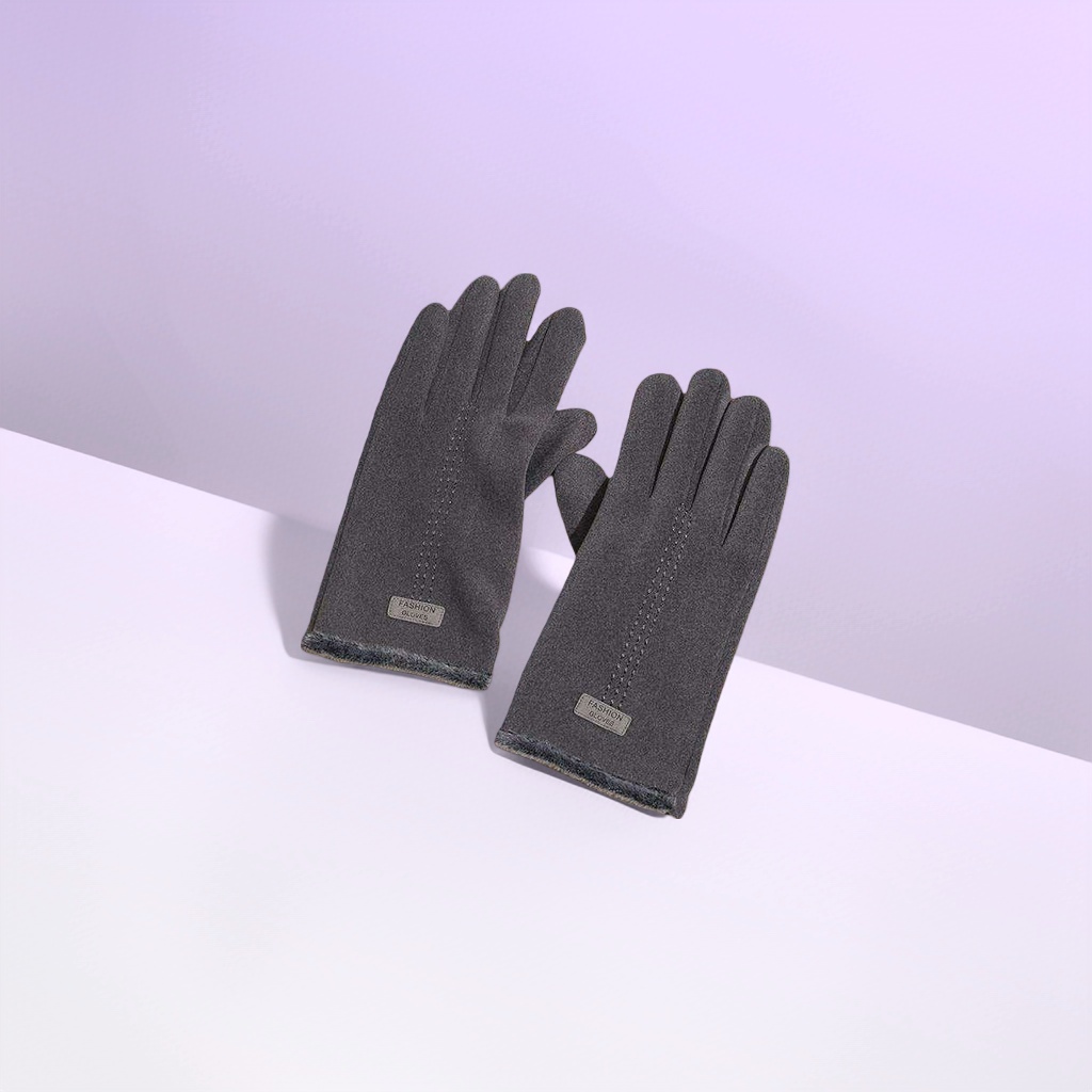 Grey thickened warm gloves for both men and women, anti-slip and wear-resistant, suitable for daily commuting and cycling Specification image