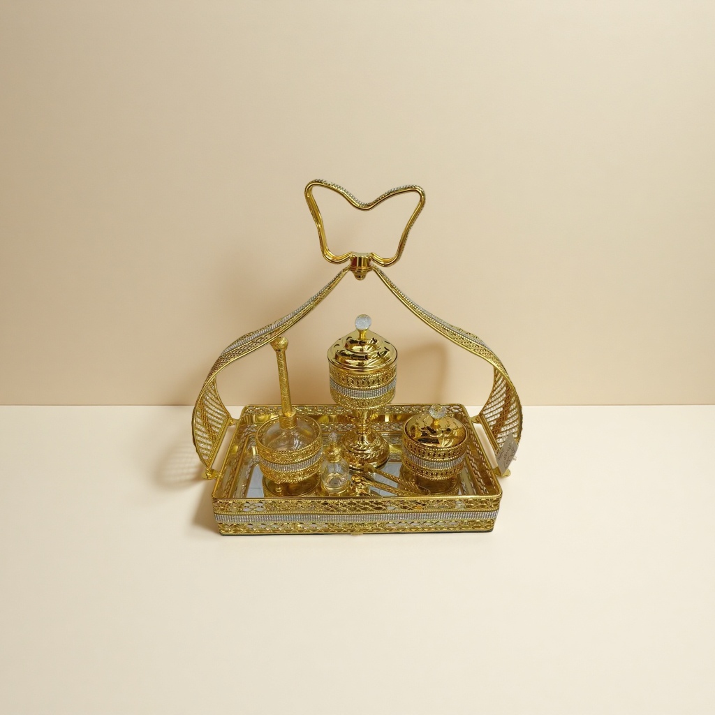 金色雕花托盘套装 家居装饰茶几摆件礼盒装 details Picture