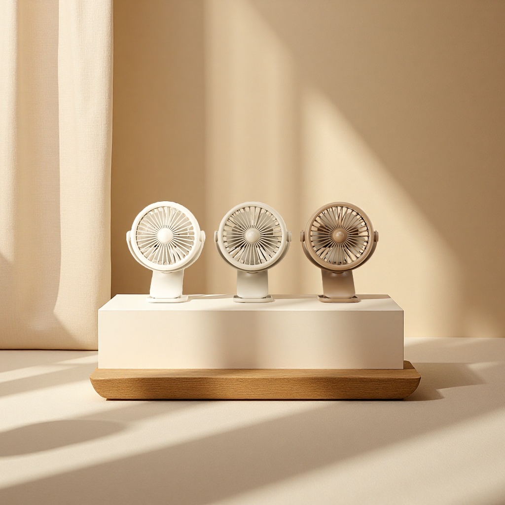 The three-color clip fan with adjustable Angle is a silent small fan for desktop office work and study Specification image