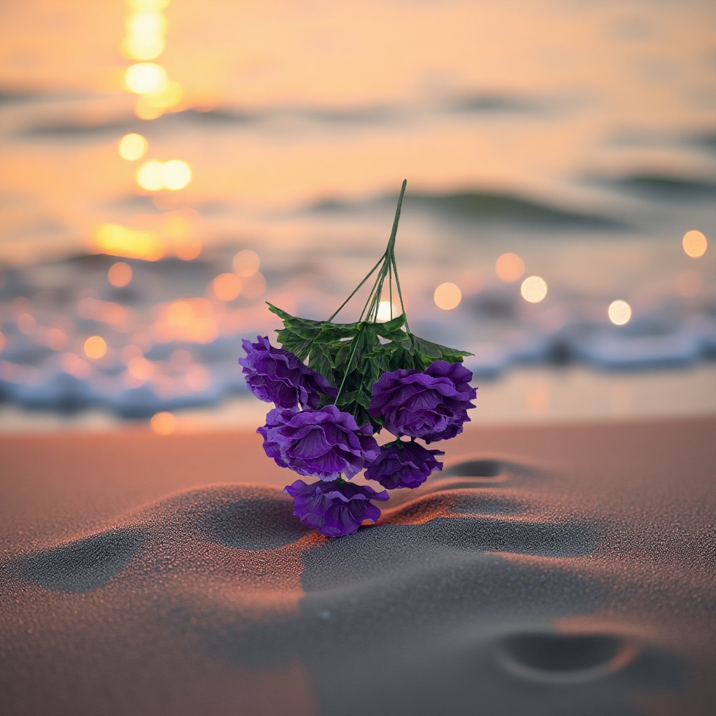 Purple artificial flower bouquets, artificial fresh flowers, living room decoration ornaments, wedding decorations Specification image