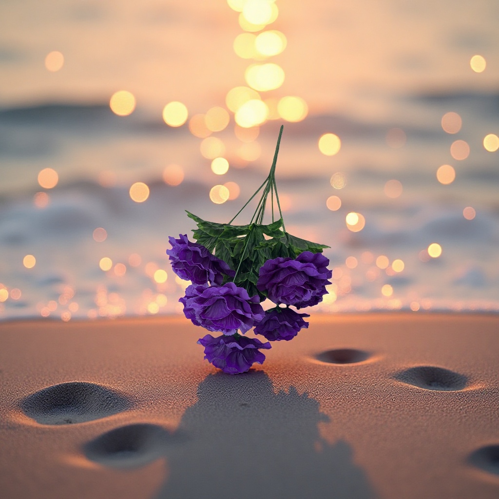 Purple artificial flower bouquets, artificial fresh flowers, living room decoration ornaments, wedding decorations details Picture