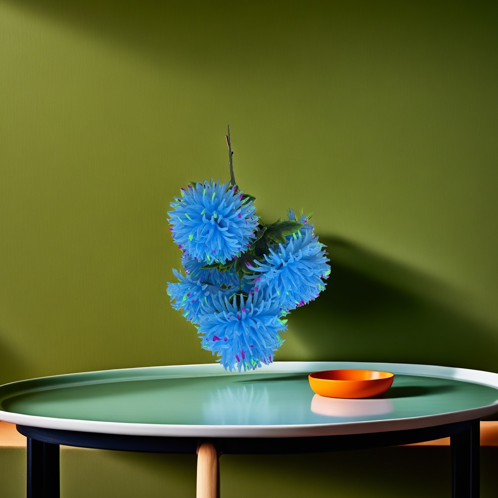 Blue artificial chrysanthemum bouquets are decorative floral arrangements for living rooms and bedrooms, as well as home flower arrangements details Picture