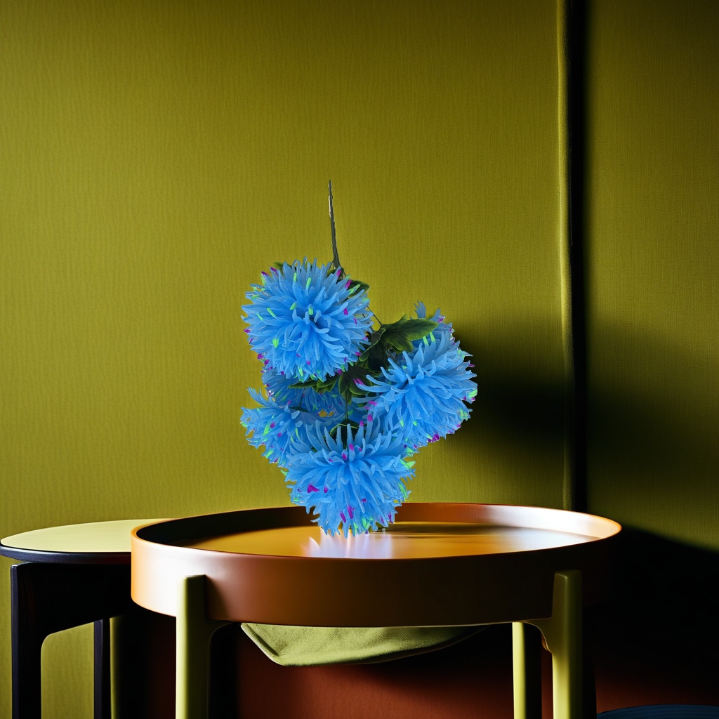 Blue artificial chrysanthemum bouquets are decorative floral arrangements for living rooms and bedrooms, as well as home flower arrangements