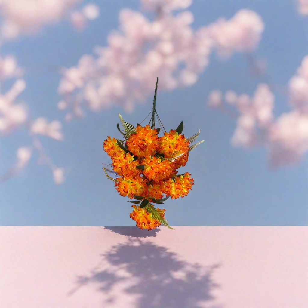 Orange-yellow artificial flower bouquets for living room and bedroom decoration, high-end and realistic artificial flowers