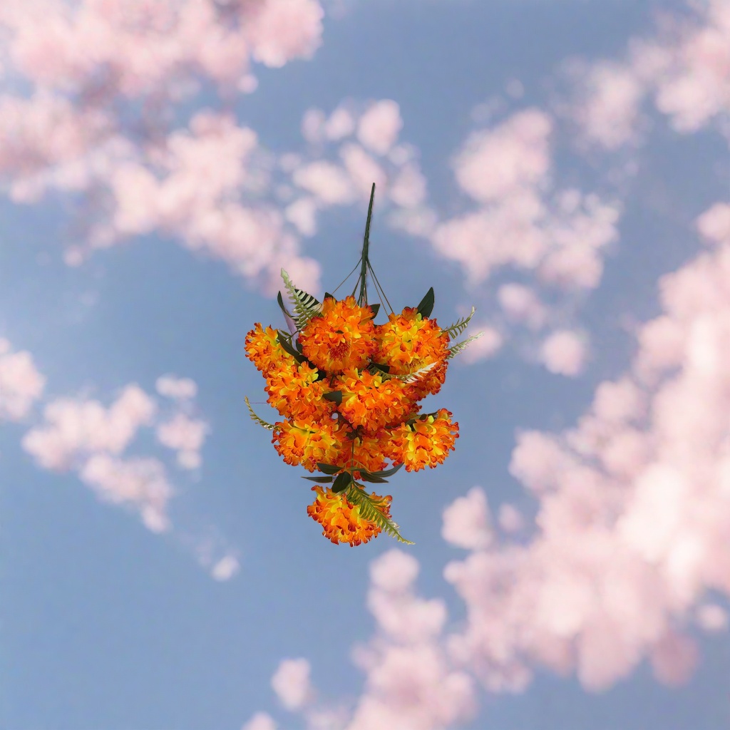 Orange-yellow artificial flower bouquets for living room and bedroom decoration, high-end and realistic artificial flowers Application Scenario