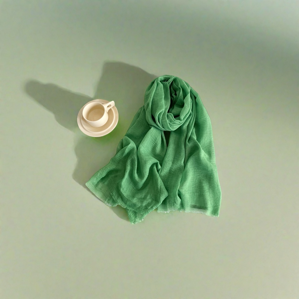 Green pure cotton scarf, a warm autumn and winter accessory suitable for both men and women