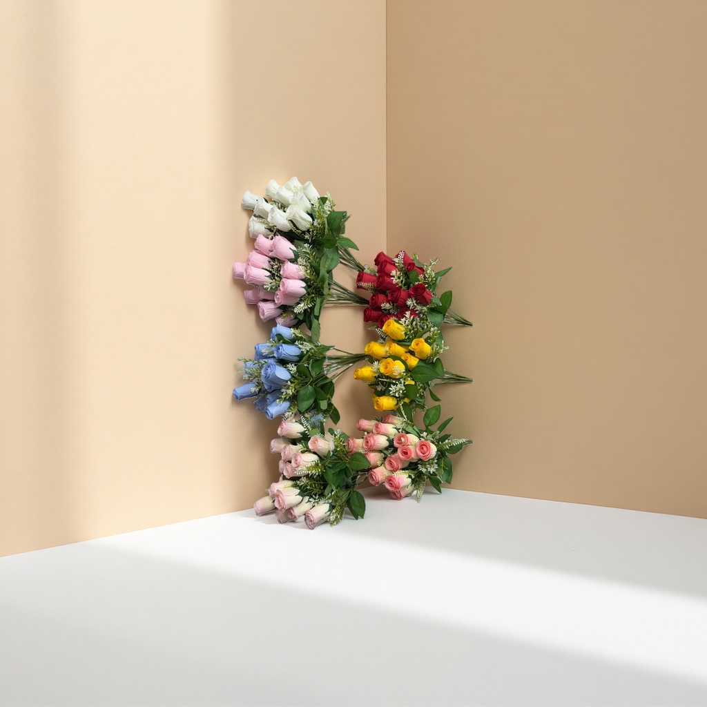 Colorful simulated rose bouquets, wedding decoration, home decoration, DIY handcrafted gifts details Picture