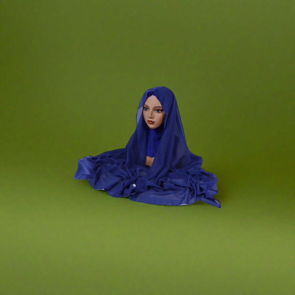 وشاشة الرأس ذات الحجاب الأزرق الداكن تغطي الكتف بخفيف details Picture