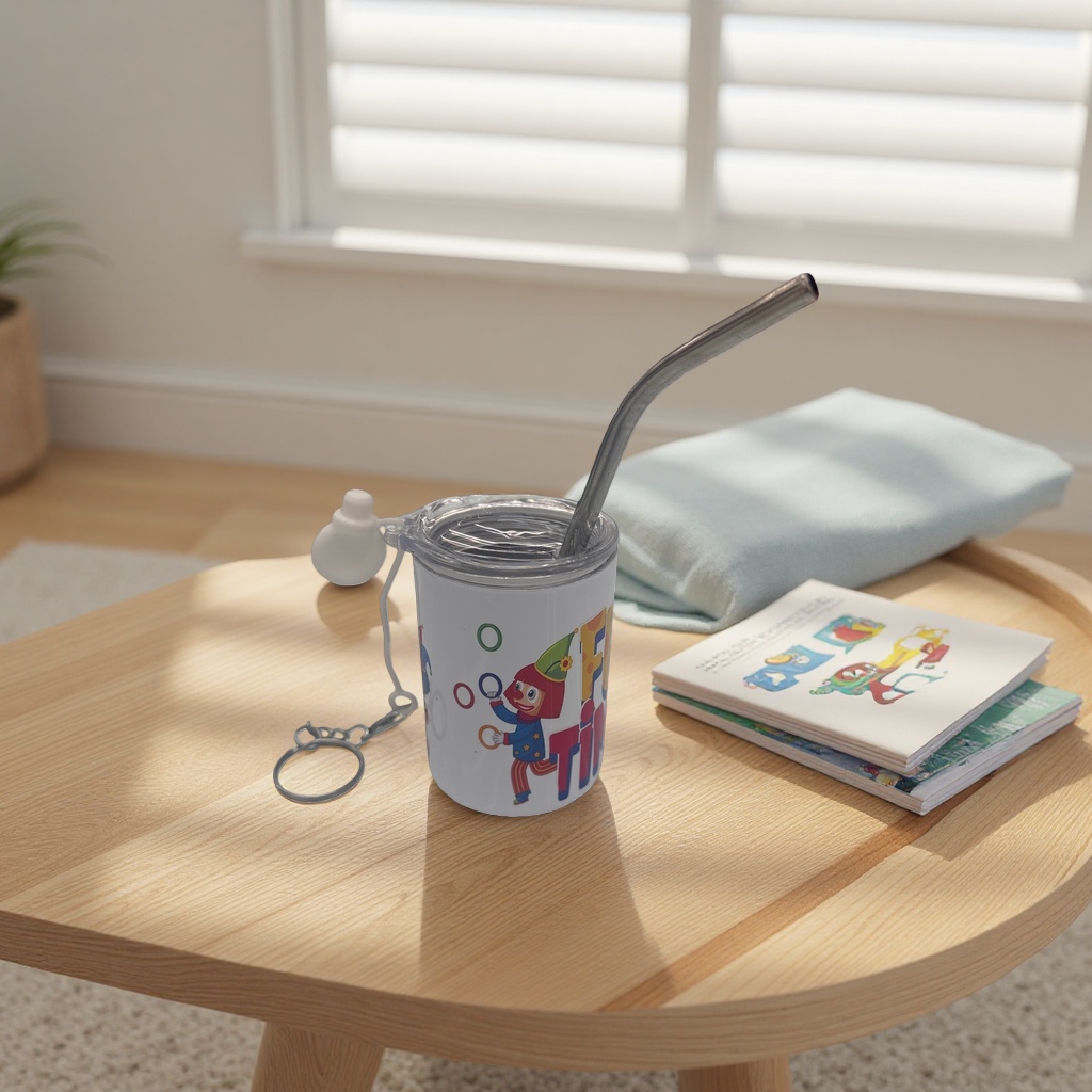 A portable creative gift set with white cups, metal straws and keychains, heat transfer printing Specification image