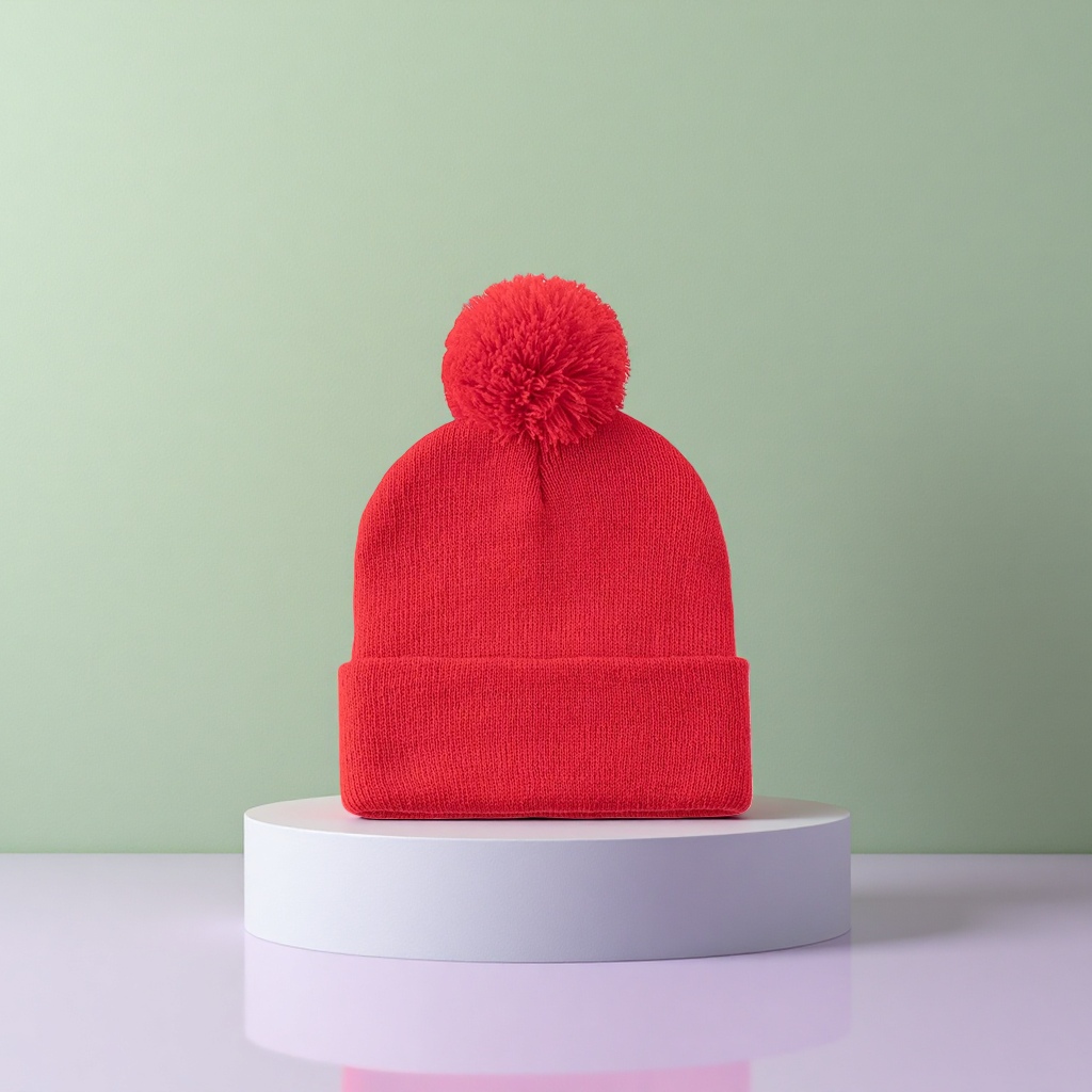 Red woolen cap, warm knitted women's autumn and winter hat, solid color simple and versatile Application Scenario
