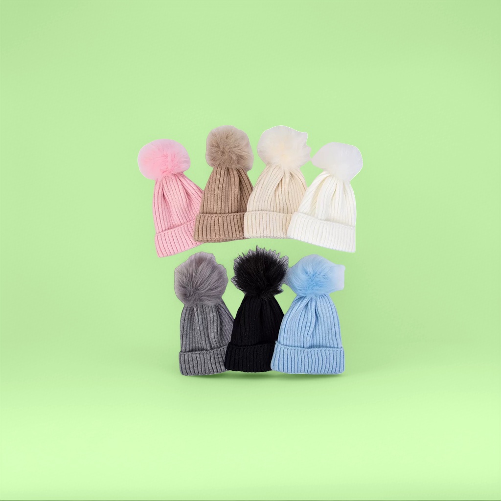 Colorful knitted hat with pom-poms decoration for warm and versatile autumn and winter women's hats Application Scenario