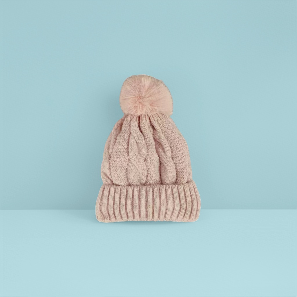 Pink woolen cap, warm knitted women's autumn and winter Korean-style versatile woolen ball hat Application Scenario